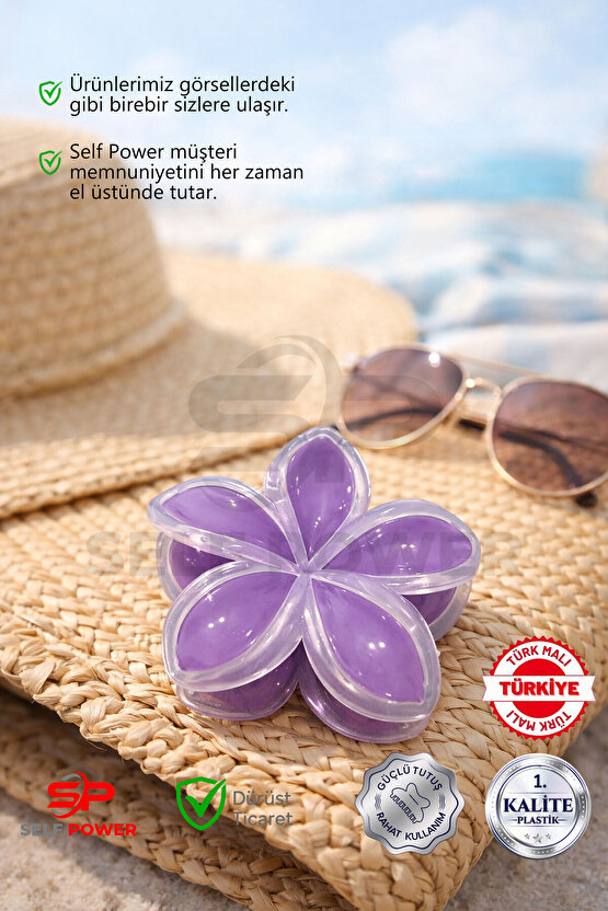 Renk Varyantları ile Kristal Temalı Lotus Toka Büyük Boy 8 cm