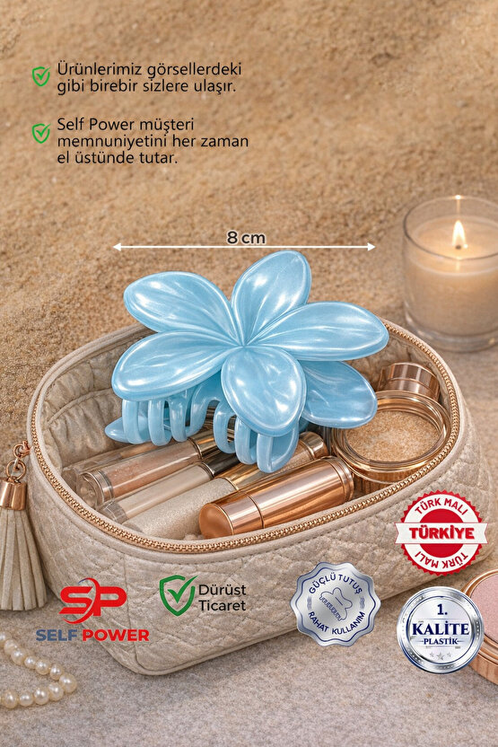 KALİTELİ Sedefli Buz Mavisi Lotus Toka