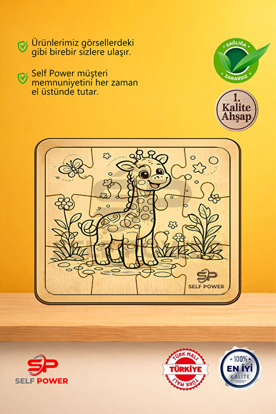 AHŞAP BOYANABİLİR ZÜRAFA PUZZLE BOYA&FIRÇA DAHİL