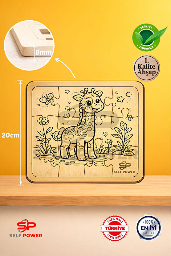 AHŞAP BOYANABİLİR ZÜRAFA PUZZLE BOYA&FIRÇA DAHİL