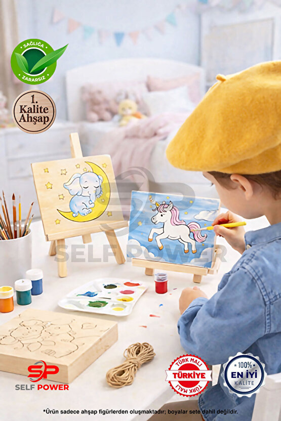 12 Adet Ahşap Boyama Kiti Eğitici Ve Öğretici Seti
