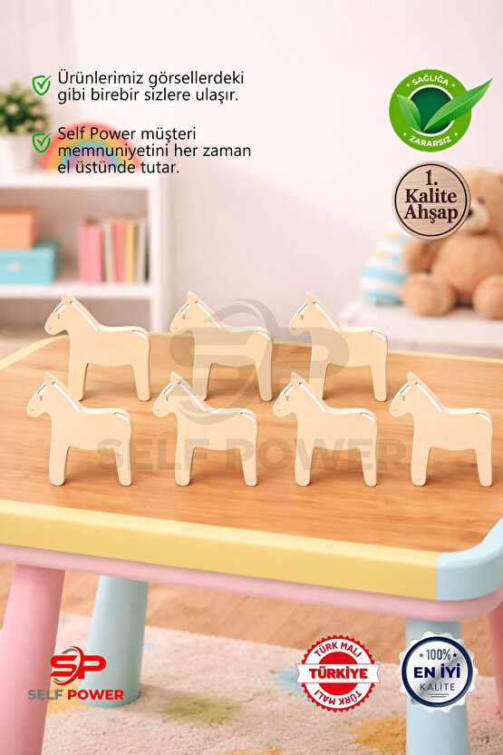 5 ADET EĞİTİCİ AHŞAP OYUNCAK RENKLİ İPLER DAHİL El Sanatı Etkinliği