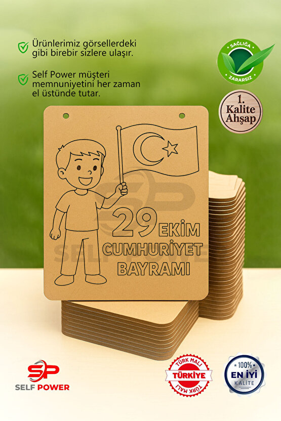 Ahşap Duvara Asılabilir 29 Ekim İçin Ahşap Boyama Kartı