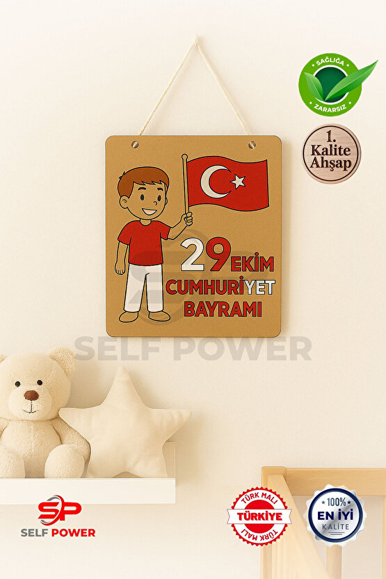 Ahşap Duvara Asılabilir 29 Ekim İçin Ahşap Boyama Kartı