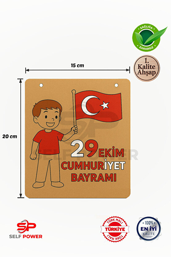 Ahşap Duvara Asılabilir 29 Ekim İçin Ahşap Boyama Kartı