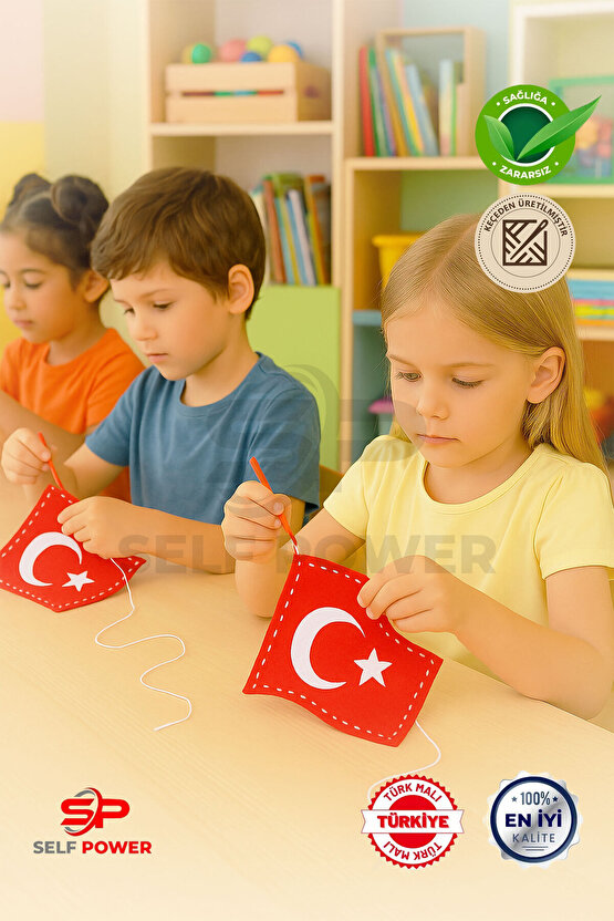 23 Nisan & 29 EKİM BAYRAK KEÇE DİKİŞ SETİ ELYAF VE PLASTİK İĞNE DAHİL ANAOKULU KREŞLER İÇİN