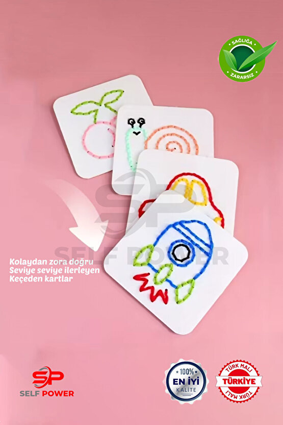 Keçeden 18 Adet El İşi Dikiş Kiti Desenli , Kolay ve Eğlenceli Hobi Eğitici &Öğretici