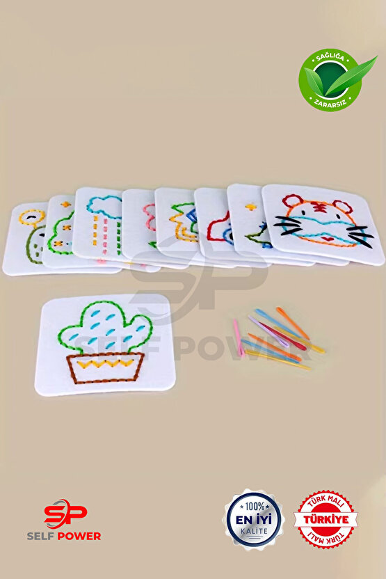Keçeden 9 Adet El İşi Dikiş Kiti Desenli , Kolay ve Eğlenceli Hobi Eğitici &Öğretici