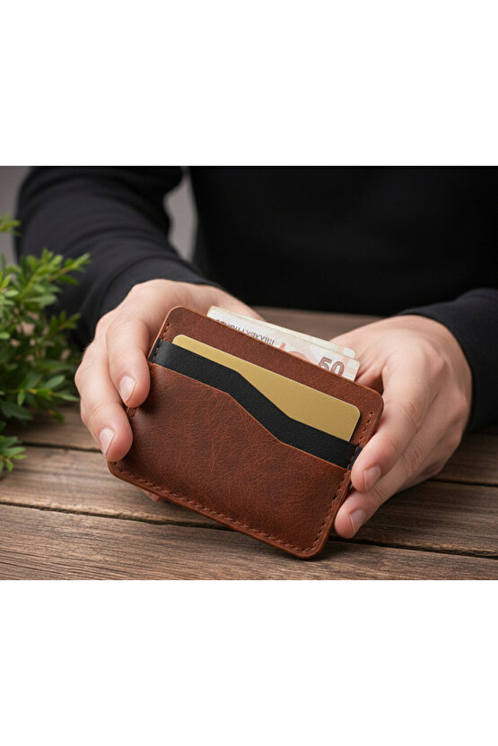 Hakiki Deri Slim Kartlık – Erkek Kartlık, El Yapımı Minimal Cüzdan, İnce Tasarım, Hediyelik