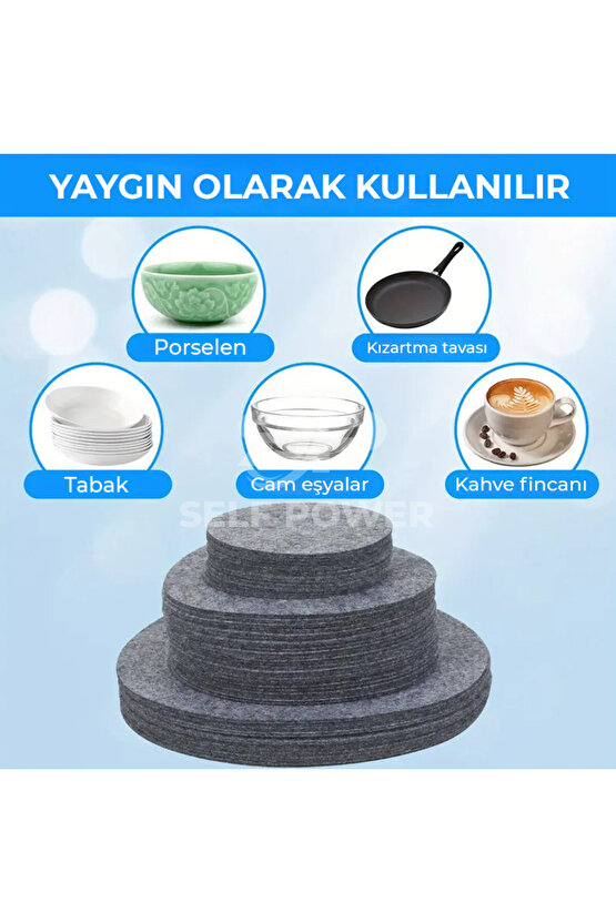 12 Parça Keçe Tabak Koruyucu Tabak Ayırıcılar Güvenli Yığın Porselen, Cam Eşyalar 3 BOY