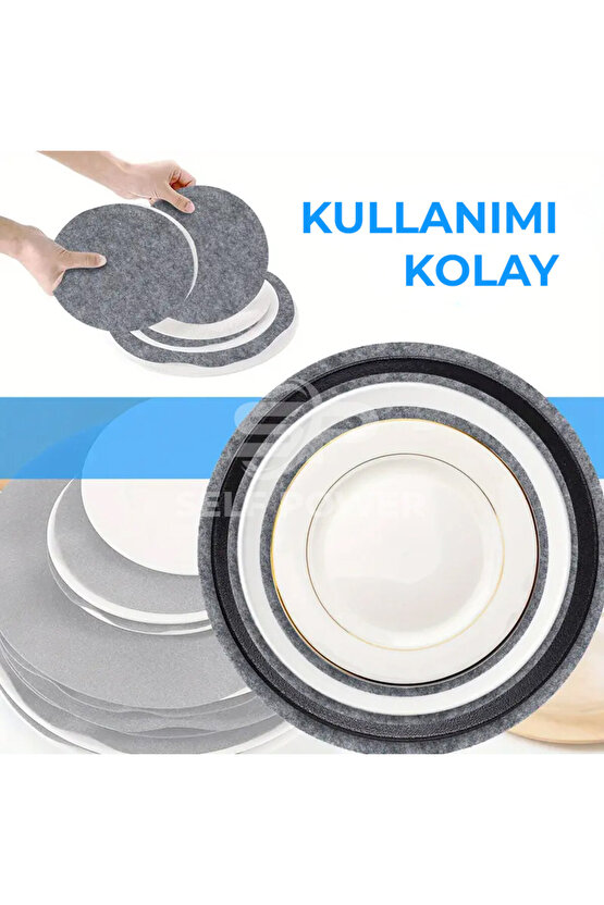 12 Parça Keçe Tabak Koruyucu Tabak Ayırıcılar Güvenli Yığın Porselen, Cam Eşyalar 3 BOY