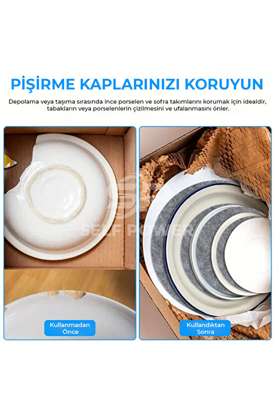 12 Parça Keçe Tabak Koruyucu Tabak Ayırıcılar Güvenli Yığın Porselen, Cam Eşyalar 3 BOY