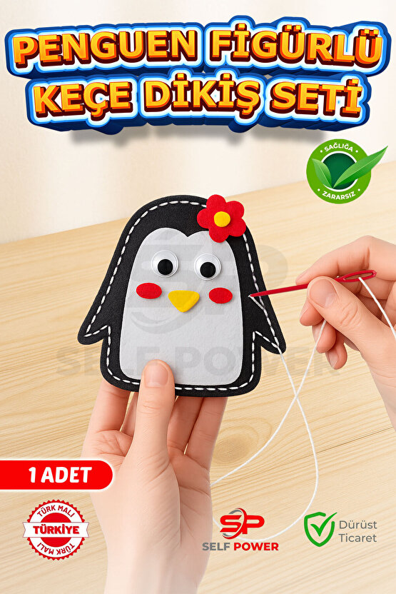 Çocuklar İçin Kendin Yap Keçe Dikiş El Sanatları 3 Yaş Ve Üzeri Çocuk İçin Penguen Eğitici Oyuncak