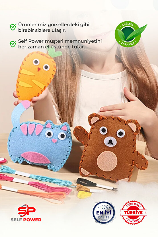 Dikiş Başlangıç Kiti -6 Adet Eğitici Üretken Set , Keçe Malzeme, Kolay Eğlenceli El İşi & Hediyesi