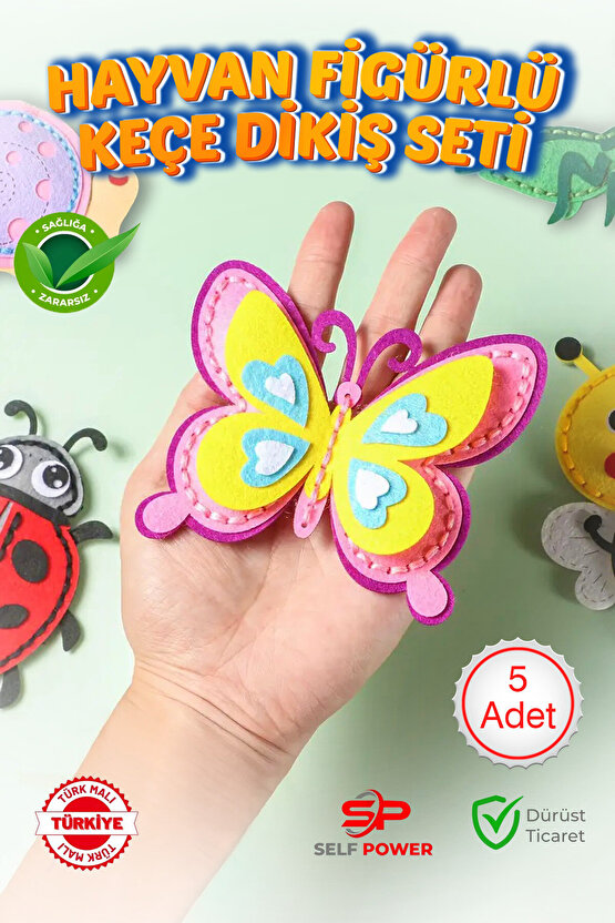 5 Adet Çocuklar Için Keçe Dikiş Kiti Başlangıç Için El Işi Kiti Kendi Yap Projeleri Ve Dikim Seti