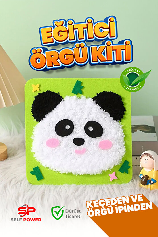 Panda Keçe Yaratıcı El Sanatları Başlangıç Seti Sevimli Hayvan Dikiş ve Örgü Seti, El Sanatları