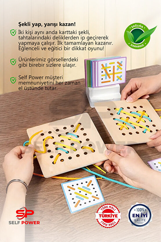 Ahşap Bağlama Tahtası Bulmaca, Eğitici , Mantık  Geliştirir, 3-6 Yaş Aralığı İçin, Beyin Gelişimi