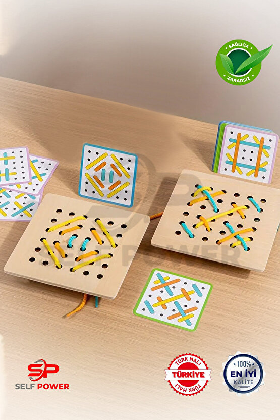 Ahşap Bağlama Tahtası Bulmaca, Eğitici , Mantık  Geliştirir, 3-6 Yaş Aralığı İçin, Beyin Gelişimi