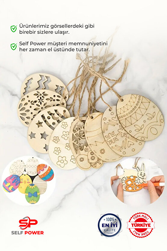 20 PARÇA AHŞAP BOYANABİLİR PASKALYA YUMURTASI