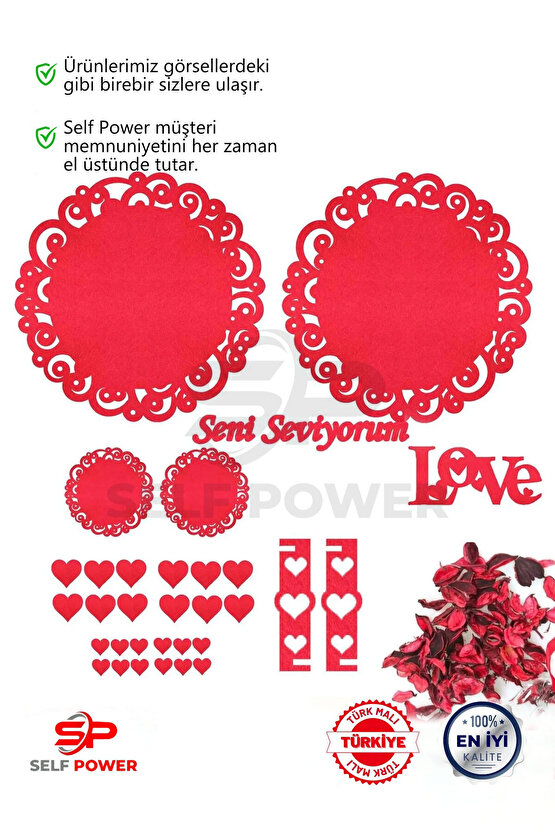 Romantik Sevgililer Günü&Doğum Günü Tabak Altlığı&Masa Süsleri supla (33 Parça Takım)