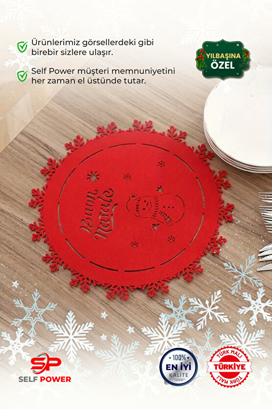 4-Lü Noel Karları Temalı Supla Seti Amerikan Servisi Ev Dekoru MutfakBanket Yemek Masası Dekarasyonu