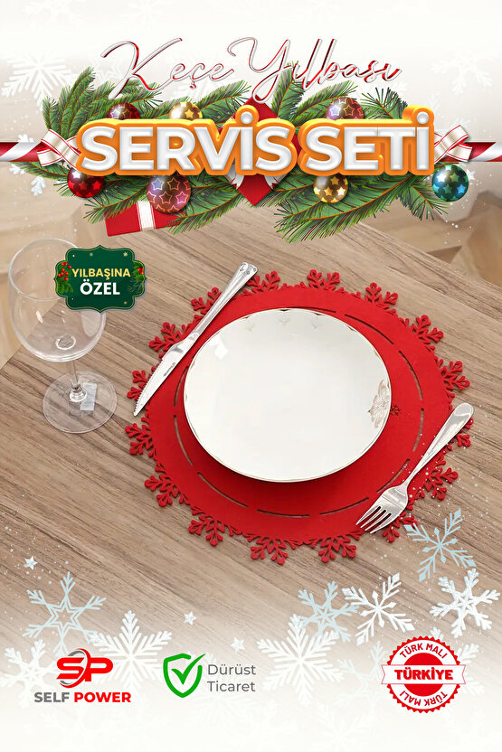 6-Lı Noel Karları Temalı Supla Seti Amerikan Servisi Ev Dekoru MutfakBanket Yemek Masası Dekarasyonu