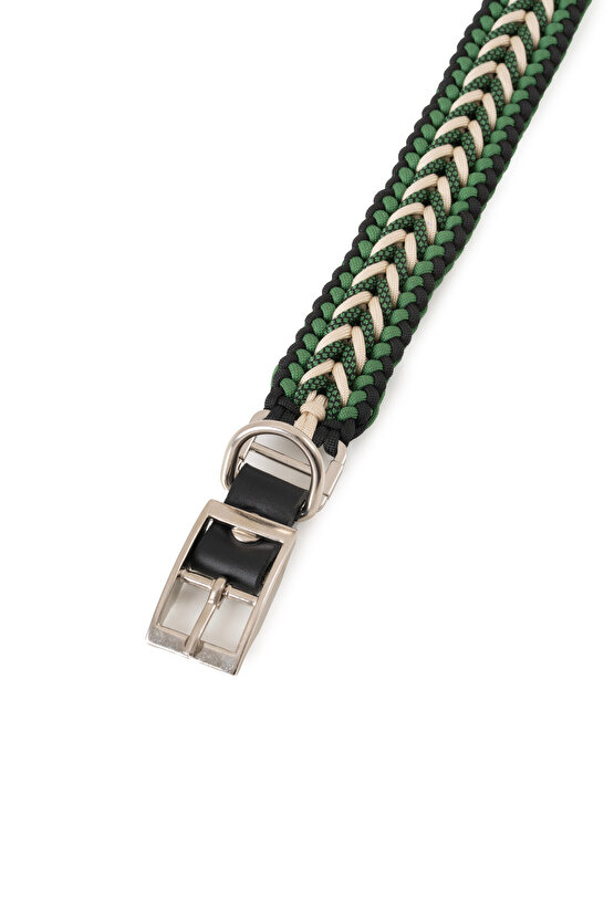 El Örgüsü Paracord & Deri Köpek Tasması – Dayanıklı Ayarlanabilir, Metal Tokalı, Orta ve Büyük Irk