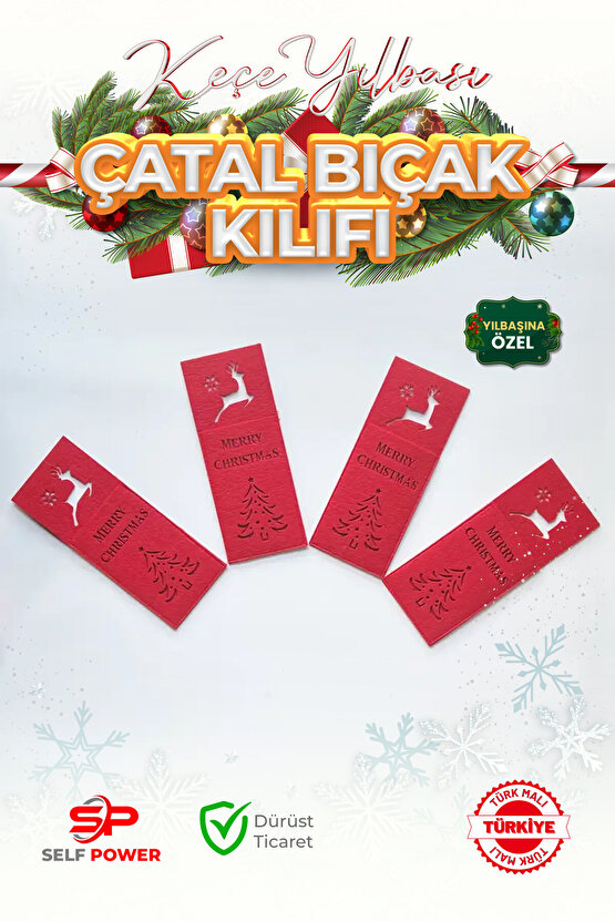 12-Li  Şık  Yılbaşı Temalı Özel Tasarım Noel Temalı Çatal Bıcak Servisi  Seti