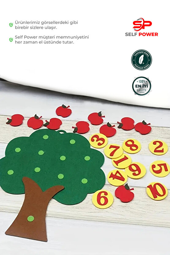 Küçük çocuklar için Elma Ağacı Keçe Panosu, Matematik Oyunları Oyuncakları ,Sayma Oyuncağı