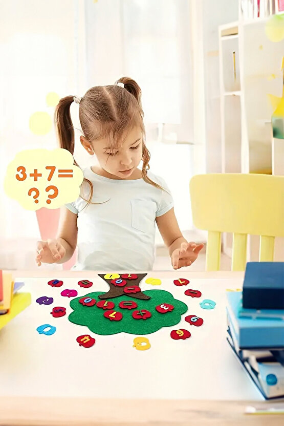 Küçük çocuklar için Elma Ağacı Keçe Panosu, Matematik Oyunları Oyuncakları ,Sayma Oyuncağı