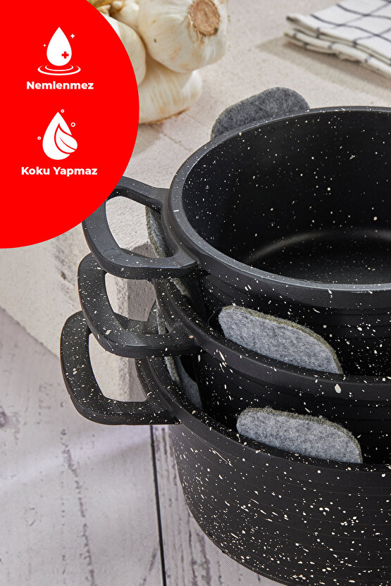 GRİ KALIN TAVA,TENCERE VE BORCAM KORUYUCU 9 LU SET ELYAF KEÇE TAVA ÇİZDİRMEZ