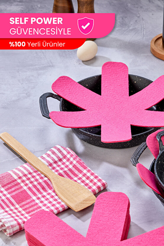 KALIN TAVA,TENCERE VE BORCAM KORUYUCU 9LU SET ELYAF KEÇE FUŞYA