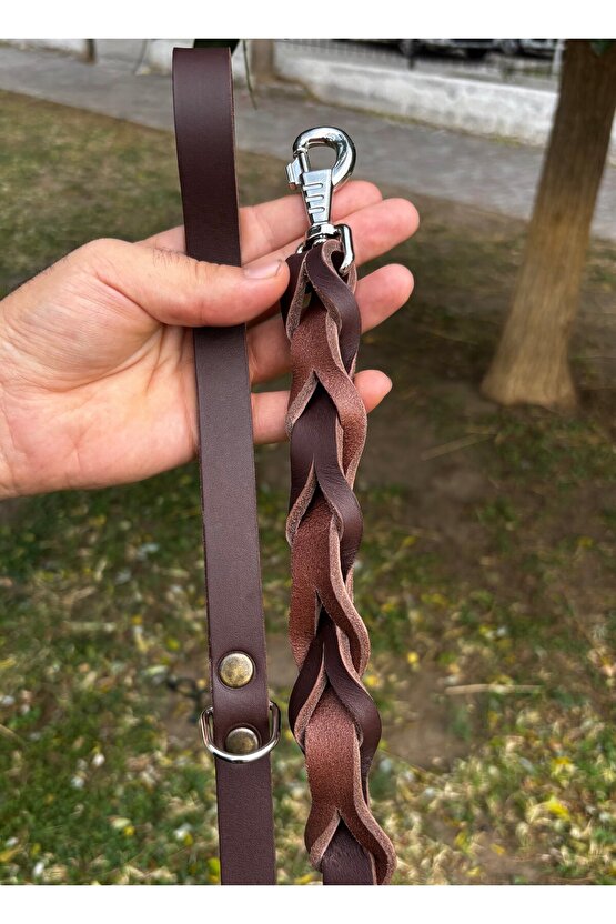 El Yapımı Hakiki Deri Köpek Gezdirme Kayışı - Dayanıklı Ve Şık Tasarım, 140 Cm