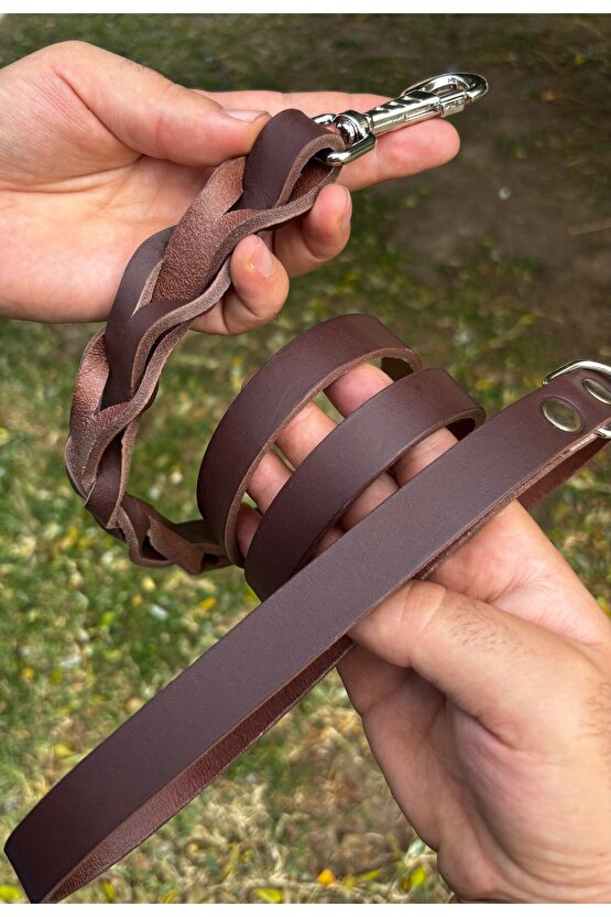 El Yapımı Hakiki Deri Köpek Gezdirme Kayışı - Dayanıklı Ve Şık Tasarım, 140 Cm
