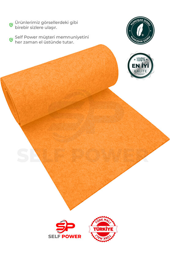 Turuncu Ince Keçe 1 Metre 100x100 Cm Ölçülerinde Renkli Keçe Kumaş