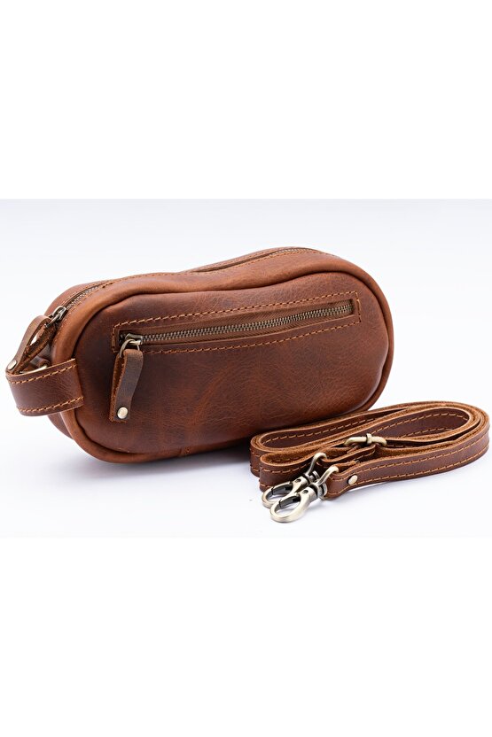 Hakiki Deri El Çantası & Çapraz Çanta, Dopp Kit, Ekstra Fermuarlı Dış  Bölme