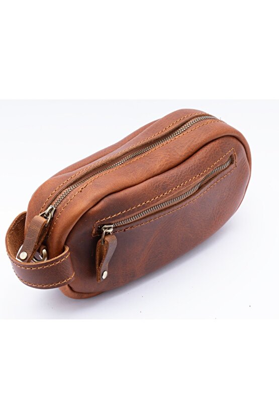 Hakiki Deri El Çantası & Çapraz Çanta, Dopp Kit, Ekstra Fermuarlı Dış  Bölme