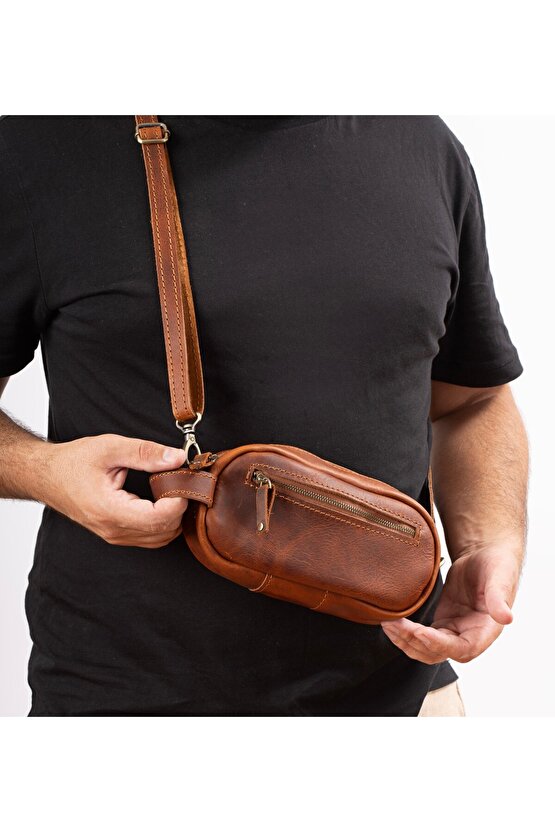 Hakiki Deri El Çantası & Çapraz Çanta, Dopp Kit, Ekstra Fermuarlı Dış  Bölme