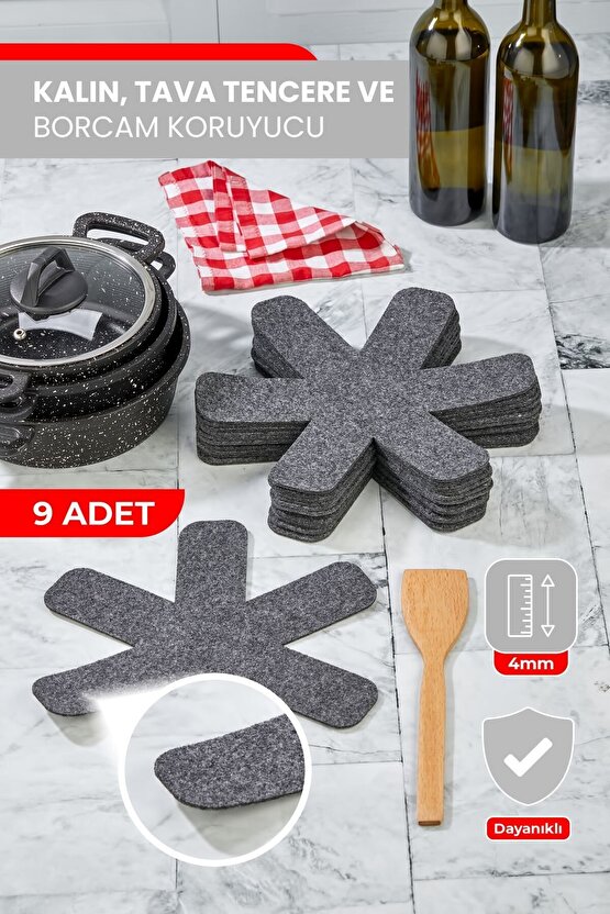 KALIN TAVA,TENCERE VE BORCAM KORUYUCU 9LU SET ELYAF KEÇE
