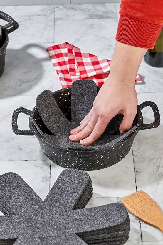 Kalın Tencere,tava&koruyucu Elyaf Keçe 12li Set Keçe 30x30 Cm Tava Çizdirmez