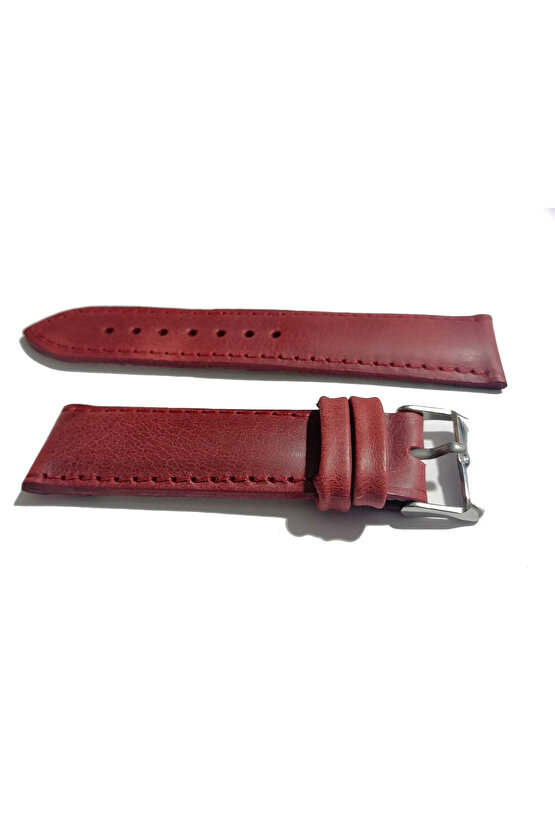 &Hertür Saate &Uygun Hakiki Deri 22 mm kırmızı saat kordonun (450)