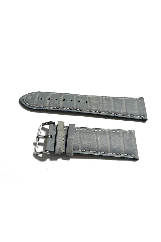 & Her Saate Uyumlu Hakiki Deri Saat Kordonu gri 24 mm (388 )
