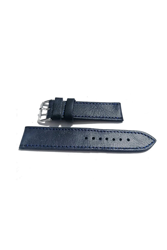 &Her Saate Uyumlu Hakiki Deri Saat Kordonu LAZİVERT 22 mm ( 394 )