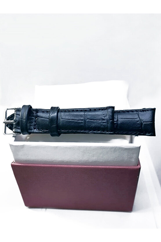 &Her Saate Uyumlu Hakiki Deri Saat Kordonu MAVİ 24 mm ( 318 )