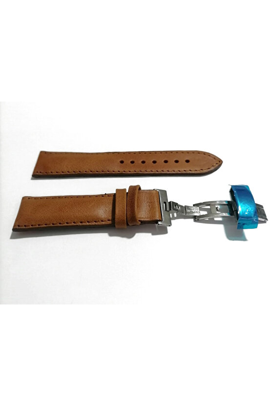 Her Saate Uygun Kelebek Toka 22 mm Hakiki Deri (230) gumuş toka TABA