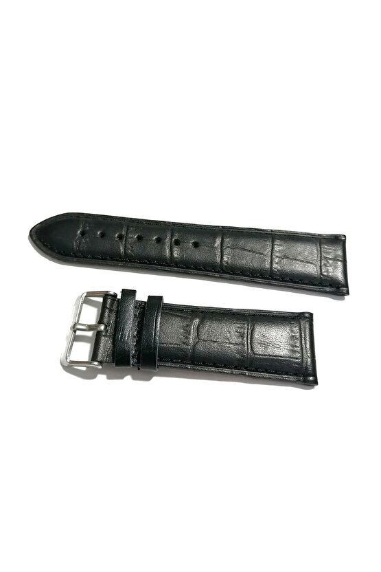 Kordon Seiko& Hertürlü  Saat Uyumlu Croco Baskılı Siyah Renk Deri  24 mm (154)