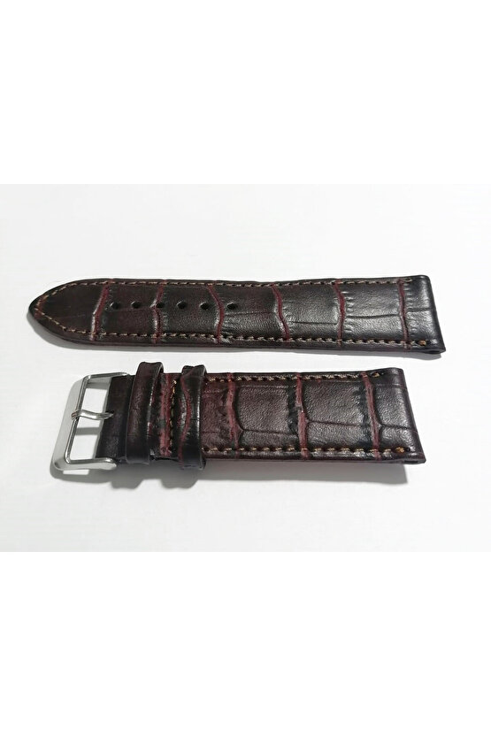 KAHVE  KROKO  DERİ  SAAT KORDONU 24 MM  HAKİKİ DERİ KAYIŞ(145)