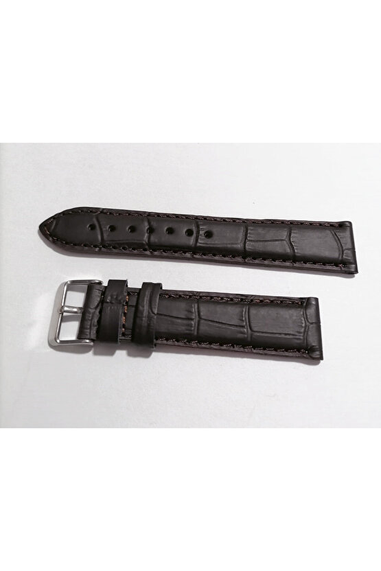 &Her Saate Uyumlu Hakiki  Dana  Derisi  Saat Kordonu 20   mm ( 127 )  mat kahverengi