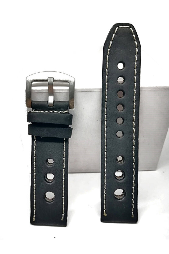 Tissot & Fossil & Panaray  Uyumlu Crayz Hakiki  Deri  24 mm   SİYAH