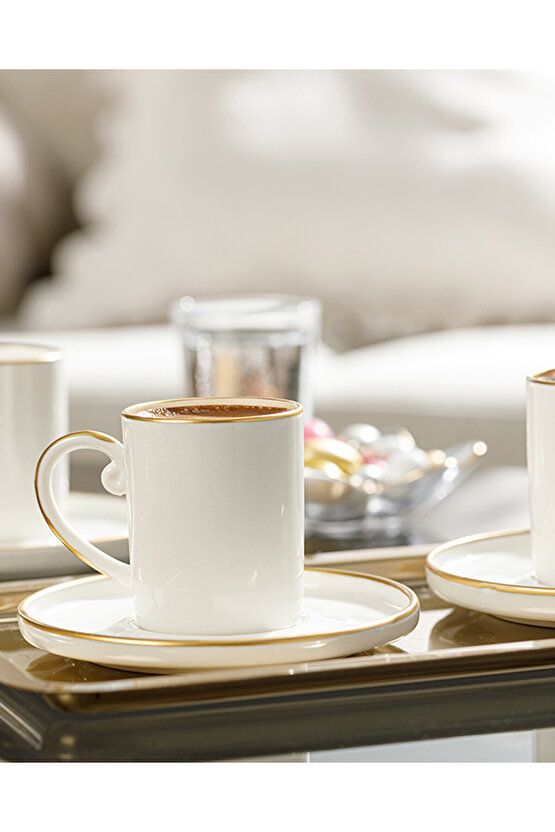 Marella Porselen 12 Parça 6 Kişilik Kahve Fincan Takımı 85 ml Gold